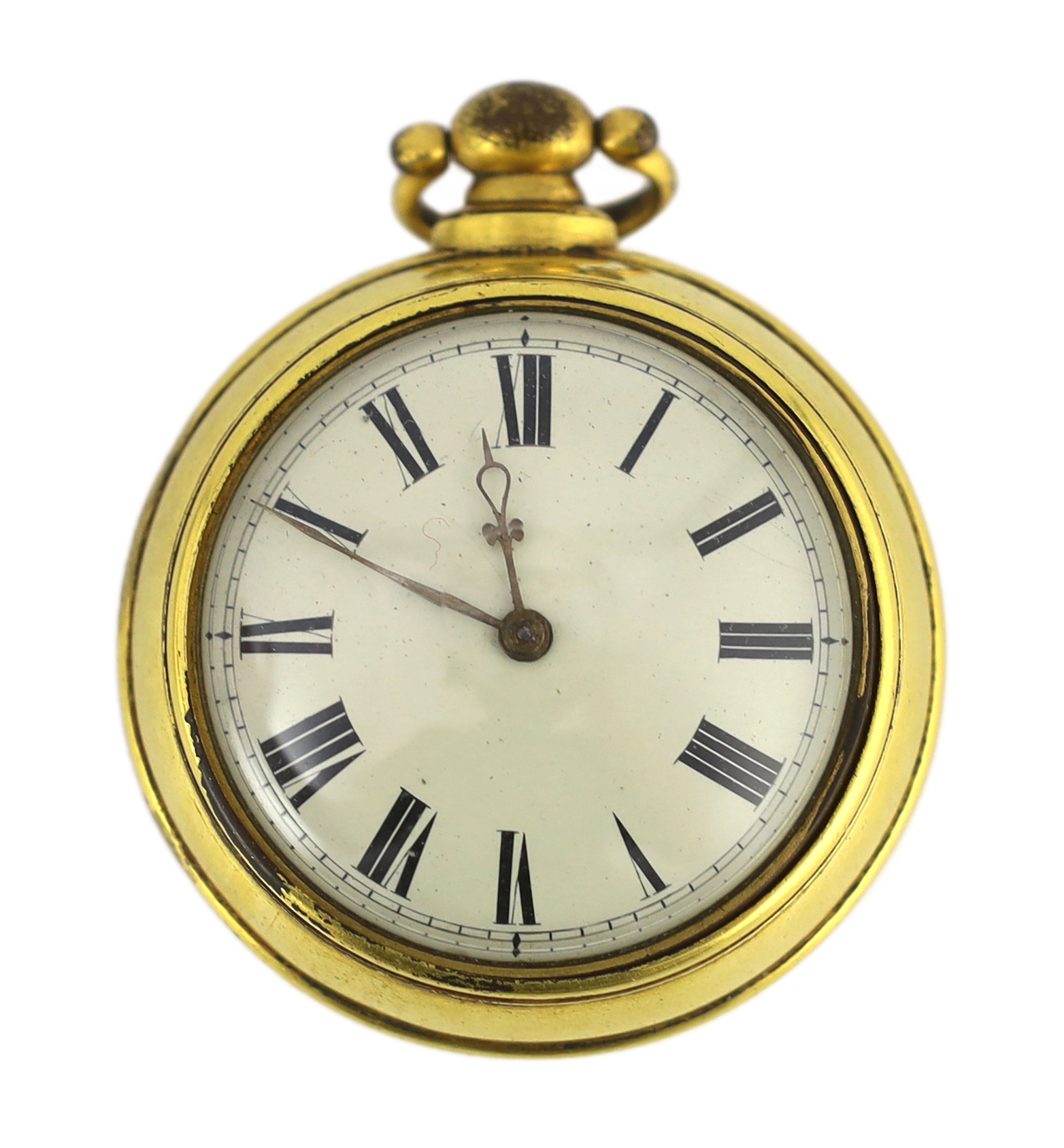 An early 18th century (later) pair cased gilt metal keywind verge pocket watch by Thomas Tompion & Edward Banger